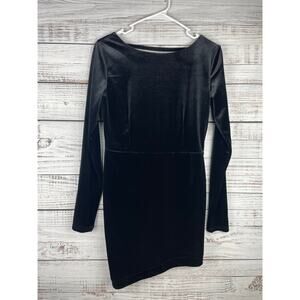 Cotton Candy Black Velour Mini Dress Long Sleeve Medium Whimsigoth Formal Witchy